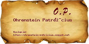 Ohrenstein Patrícius névjegykártya